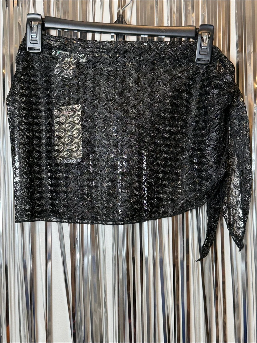 Sheer Black‎ Lace Tie-Side Swim Coverup NEW M